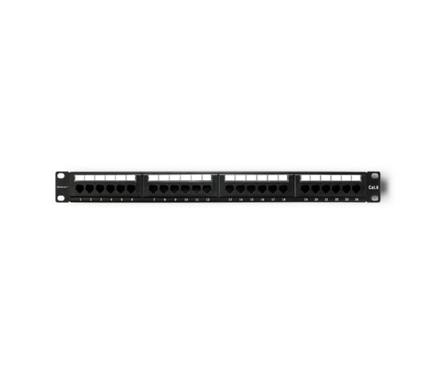 Qoltec Patch panel RACK 24 porty  kat.5E UTP czarny - 1329996 - zdjęcie